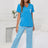 V-Neck Short Sleeve T-Shirt and Striped Pants Lounge Set - V.I.P Digital Presence