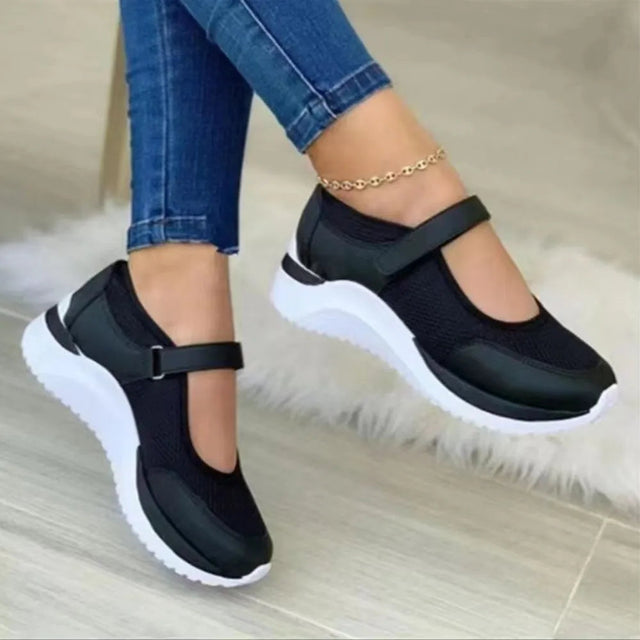 Velcro Strap Round-Toe Wedge Sneakers - V.I.P Digital Presence