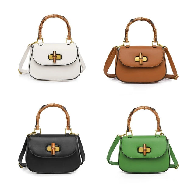 Vintage Saddle Bag with Bamboo Handle Messenger Bag Leather Handbag Shoulder Bag Crossbody Bag Gift for Valentine's Day - V.I.P Digital Presence