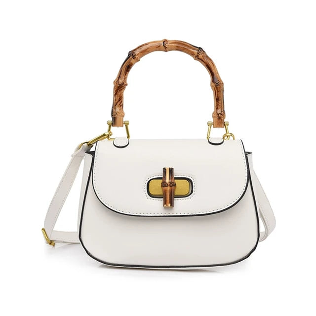 Vintage Saddle Bag with Bamboo Handle Messenger Bag Leather Handbag Shoulder Bag Crossbody Bag Gift for Valentine's Day - V.I.P Digital Presence