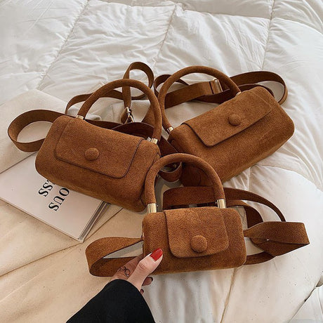 Vintage Scrub PU Leather Small Crossbody Suede Shoulder Bags for Women Winter Luxury Designer Tote Purses And Handbags - V.I.P Digital Presence