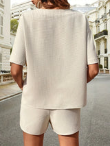 Waffle-Knit Half Sleeve Top and Shorts Set - V.I.P Digital Presence
