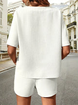 Waffle-Knit Half Sleeve Top and Shorts Set - V.I.P Digital Presence