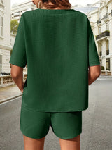 Waffle-Knit Half Sleeve Top and Shorts Set - V.I.P Digital Presence