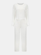 Waffle-Knit Round Neck Top and Pants Set - V.I.P Digital Presence