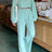 Waffle-Knit Round Neck Top and Pants Set - V.I.P Digital Presence