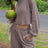 Waffle-Knit Round Neck Top and Pants Set - V.I.P Digital Presence