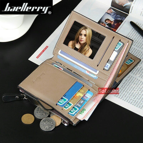 Wallet Baellerry brand Short men Wallets PU Leather male Purse Card Holder Wallet Fashion man Zipper Wallet men Coin bag - V.I.P Digital Presence