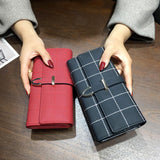 Wallets Long With Plaid PU Leather Fashion Hasp Coin Purse Phone Bag 10 Card Holders Female Wallet for girls ladies - V.I.P Digital Presence