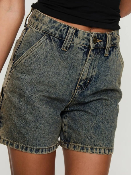 Washed High Rise Denim Shorts - V.I.P Digital Presence