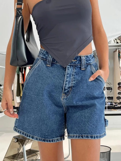 Washed High Rise Denim Shorts - V.I.P Digital Presence