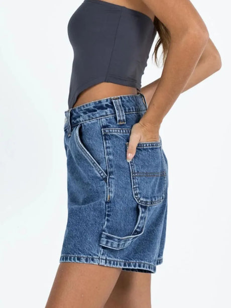 Washed High Rise Denim Shorts - V.I.P Digital Presence