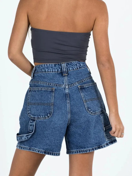 Washed High Rise Denim Shorts - V.I.P Digital Presence