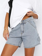 Washed High Rise Denim Shorts - V.I.P Digital Presence
