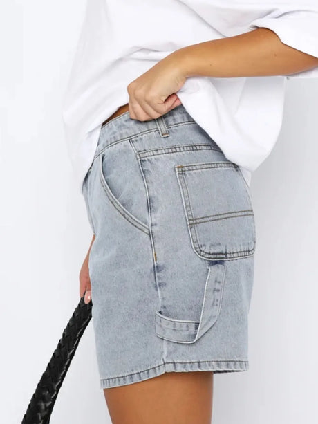Washed High Rise Denim Shorts - V.I.P Digital Presence