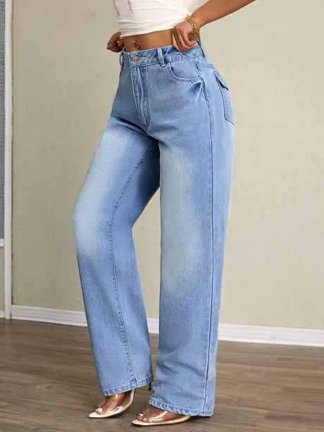 Washed High Waist Jeans - V.I.P Digital Presence