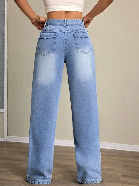 Washed High Waist Jeans - V.I.P Digital Presence