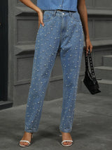 Washed pearl denim straight leg pants - V.I.P Digital Presence
