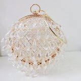 Waterdrop shaped acrylic multi-color selection circular metal birdcage hand-held dinner bag - V.I.P Digital Presence