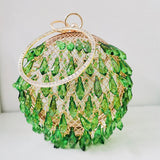 Waterdrop shaped acrylic multi-color selection circular metal birdcage hand-held dinner bag - V.I.P Digital Presence