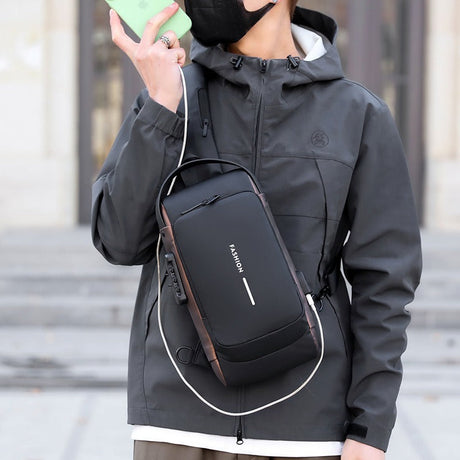 Waterproof Anti Theft Designer Password Lock Bag Usb Crossbody Sling Bags For Men Chest Bags - V.I.P Digital Presence