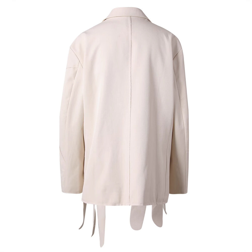 White snow rose three-dimensional flower decoration slim fit two button suit jacket - V.I.P Digital Presence