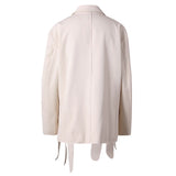 White snow rose three-dimensional flower decoration slim fit two button suit jacket - V.I.P Digital Presence