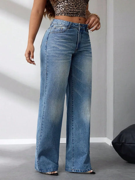 Wide Leg Jeans with Pockets - V.I.P Digital Presence