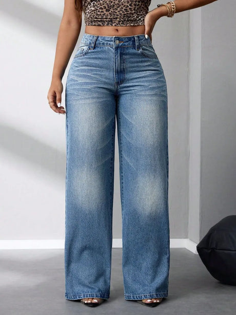 Wide Leg Jeans with Pockets - V.I.P Digital Presence