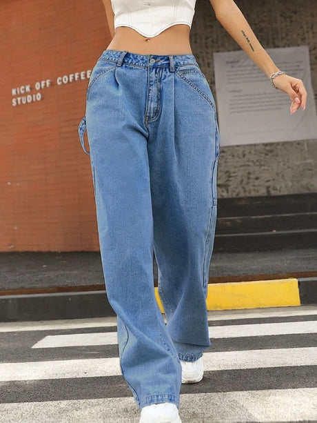 Wide Leg Jeans with Pockets - V.I.P Digital Presence