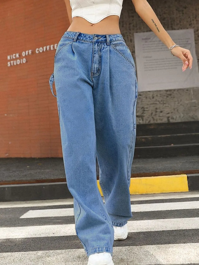 Wide Leg Jeans with Pockets - V.I.P Digital Presence