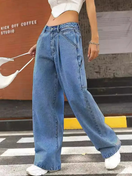 Wide Leg Jeans with Pockets - V.I.P Digital Presence