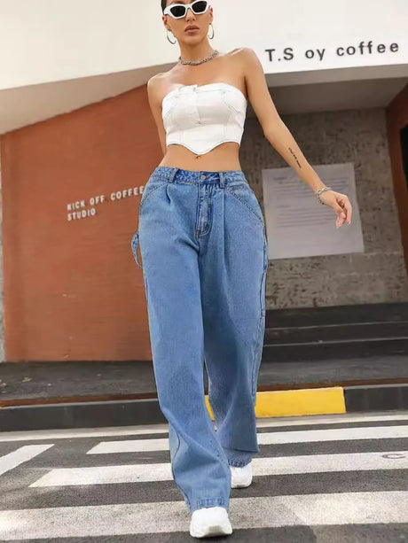 Wide Leg Jeans with Pockets - V.I.P Digital Presence
