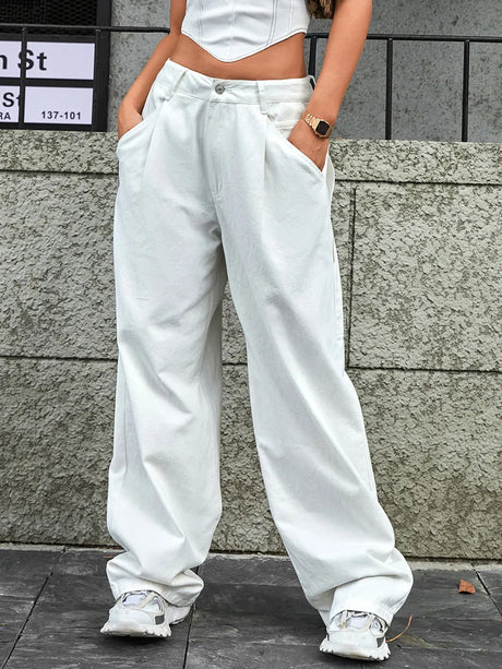 Wide Leg Jeans with Pockets - V.I.P Digital Presence