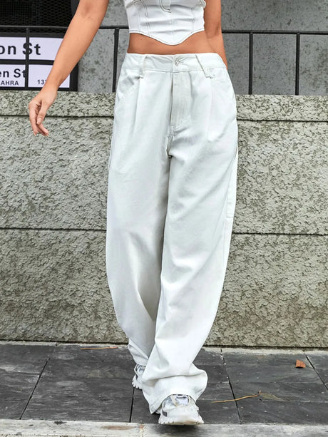 Wide Leg Jeans with Pockets - V.I.P Digital Presence