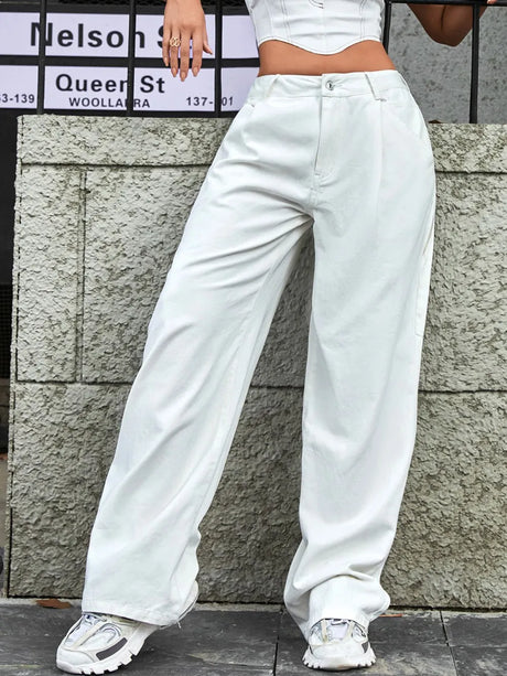 Wide Leg Jeans with Pockets - V.I.P Digital Presence