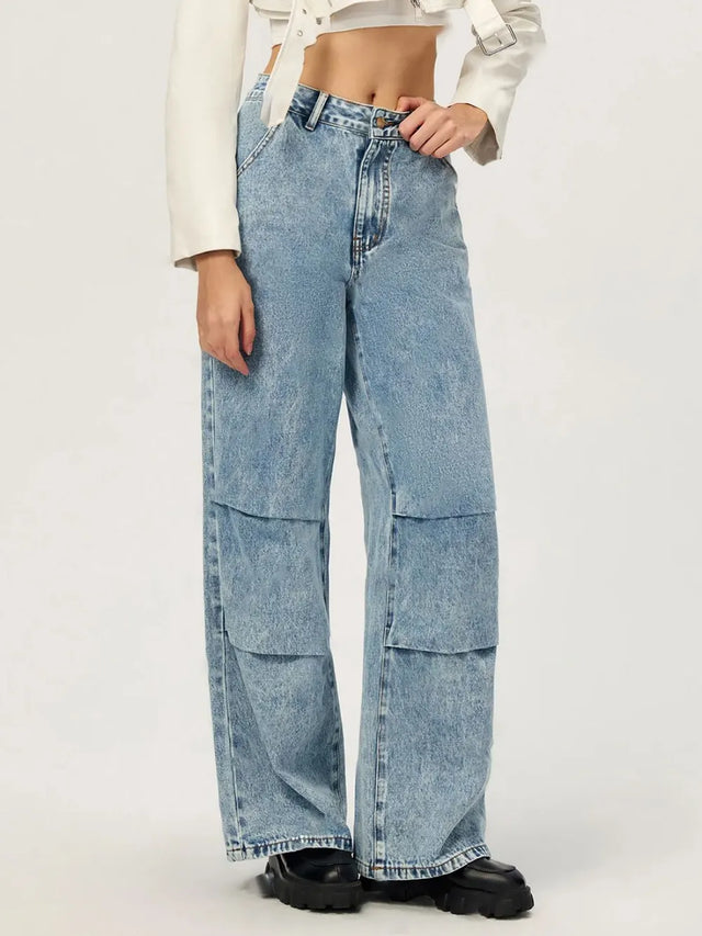 Wide Leg Jeans with Pockets - V.I.P Digital Presence