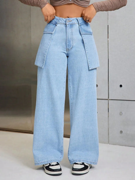 Wide Leg Jeans with Pockets - V.I.P Digital Presence