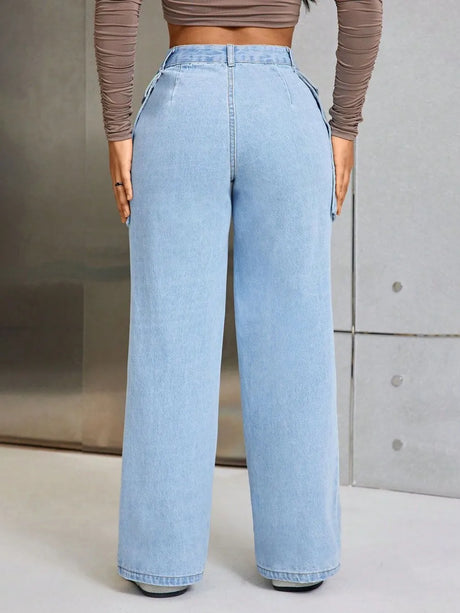 Wide Leg Jeans with Pockets - V.I.P Digital Presence