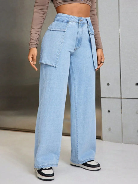 Wide Leg Jeans with Pockets - V.I.P Digital Presence