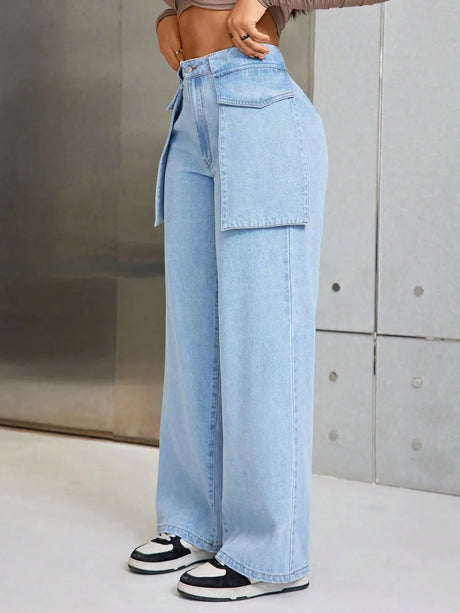 Wide Leg Jeans with Pockets - V.I.P Digital Presence