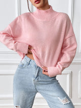 Women's autumn and winter high neck pullover sweater solid color loose casual base sweater - V.I.P Digital Presence