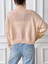 Women's autumn and winter high neck pullover sweater solid color loose casual base sweater - V.I.P Digital Presence