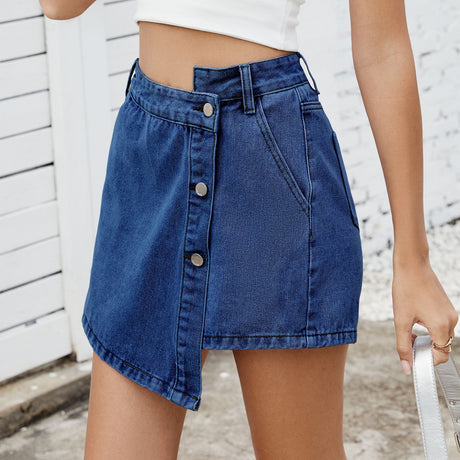 Women's button up irregular denim skirt pants - V.I.P Digital Presence