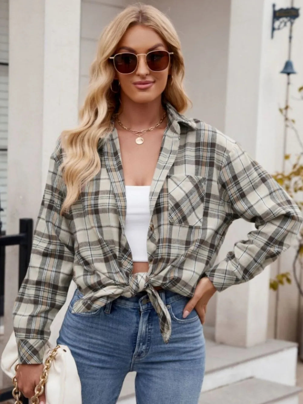 Women's casual fashion spicy girl loose checkered shirt for women - V.I.P Digital Presence