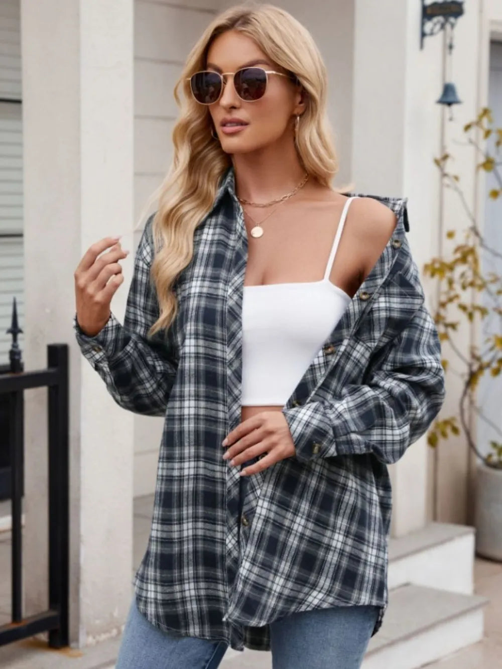 Women's casual fashion spicy girl loose checkered shirt for women - V.I.P Digital Presence