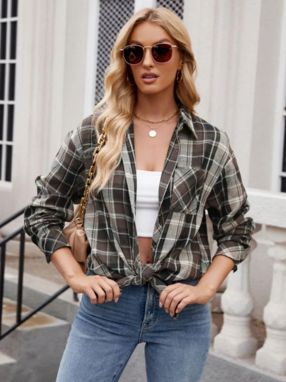 Women's casual fashion spicy girl loose checkered shirt for women - V.I.P Digital Presence