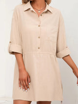 Women's casual loose mid length shirt dress - V.I.P Digital Presence