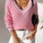 Women's College Style Women's Sweater Color Contrasting V-neck Loose Sweater - V.I.P Digital Presence