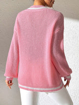 Women's College Style Women's Sweater Color Contrasting V-neck Loose Sweater - V.I.P Digital Presence